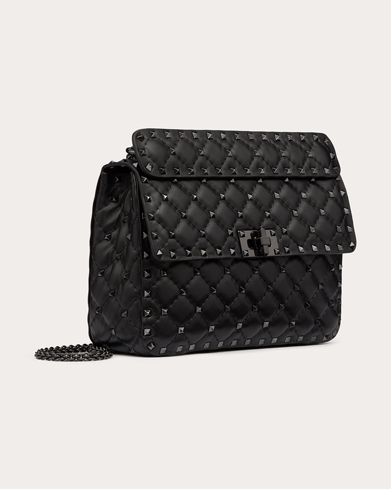 Valentino Garavani Nappa Leather Medium Rockstudt Spike Black Bag Glam Steals