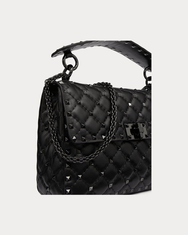 Valentino Garavani Nappa Leather Medium Rockstudt Spike Black Bag Glam Steals