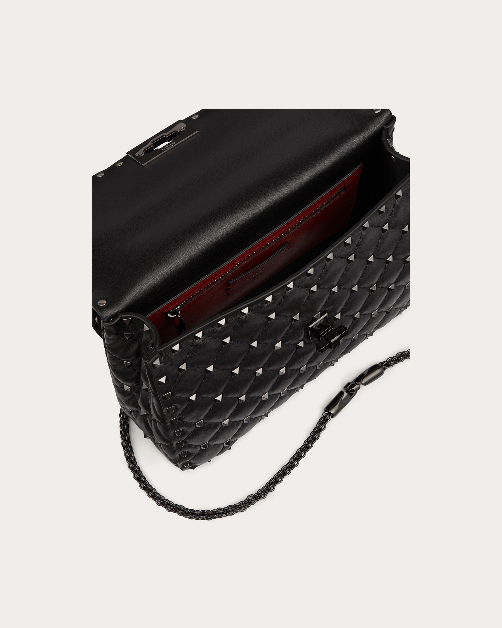 Valentino Garavani Nappa Leather Medium Rockstudt Spike Black Bag Glam Steals