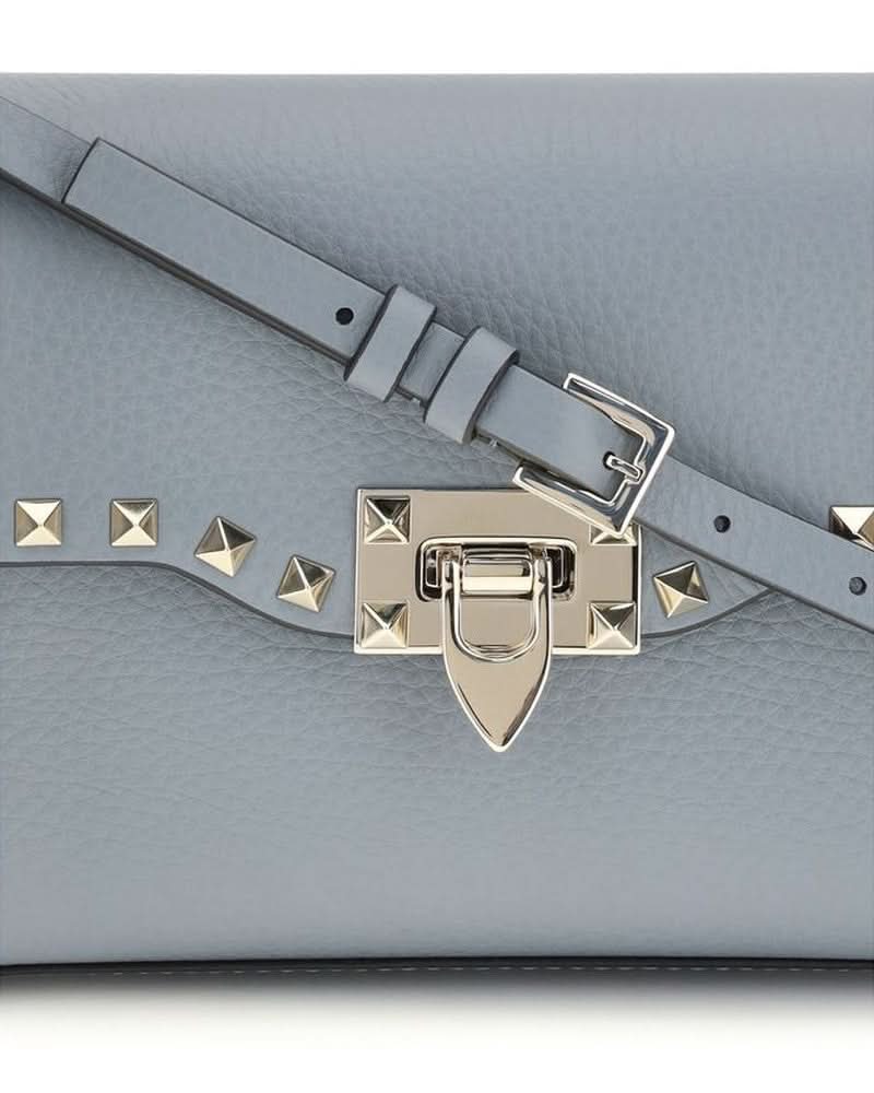 Valentino Garavani Blue Calf Leather Bos Taurus Shoulder Bag 