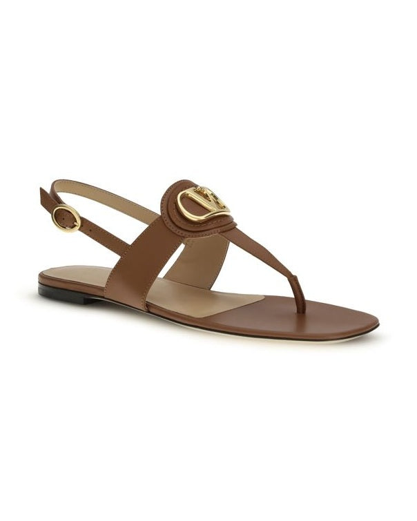 Valentino Garavani Brown Calf Leather Bos Taurus Flat Sandals Glam Steals