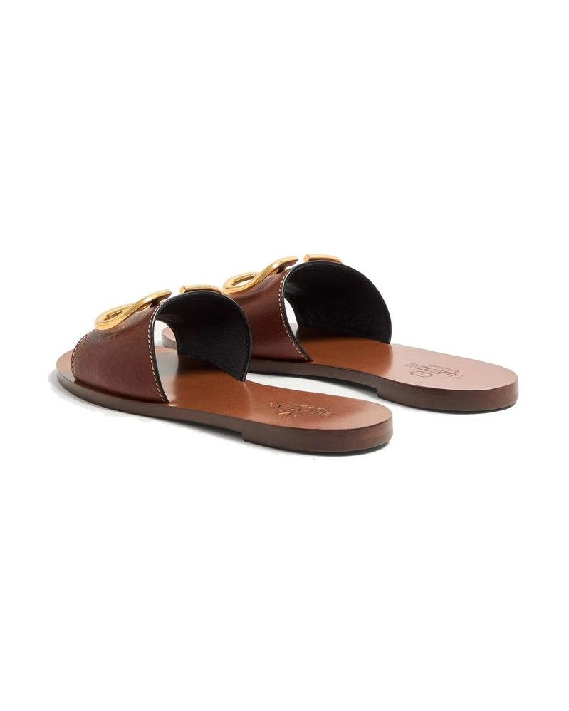 Valentino Garavani Brown Calfskin Flat Sandals