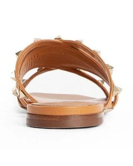 Valentino Garavani Brown Calfskin Flat Sandals Glam Steals