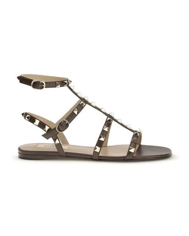 Valentino Garavani Brown Leather Calf Bos Taurus Strap Sandals Glam Steals