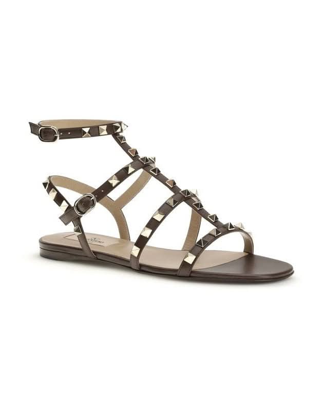 Valentino Garavani Brown Leather Calf Bos Taurus Strap Sandals Glam Steals