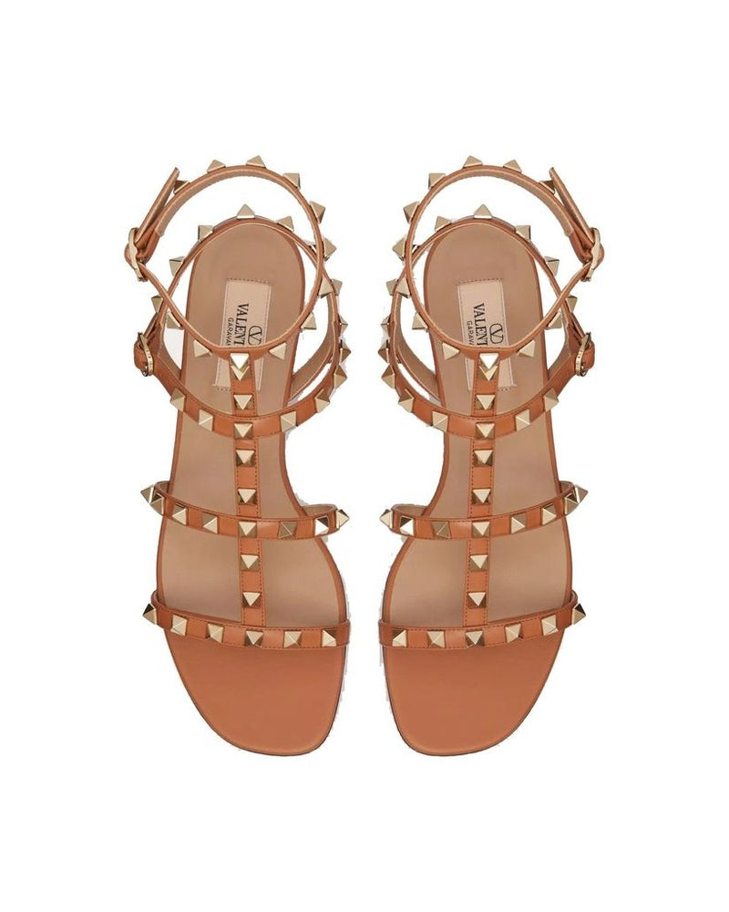 Valentino Garavani Brown Leather Flat Sandals Glam Steals