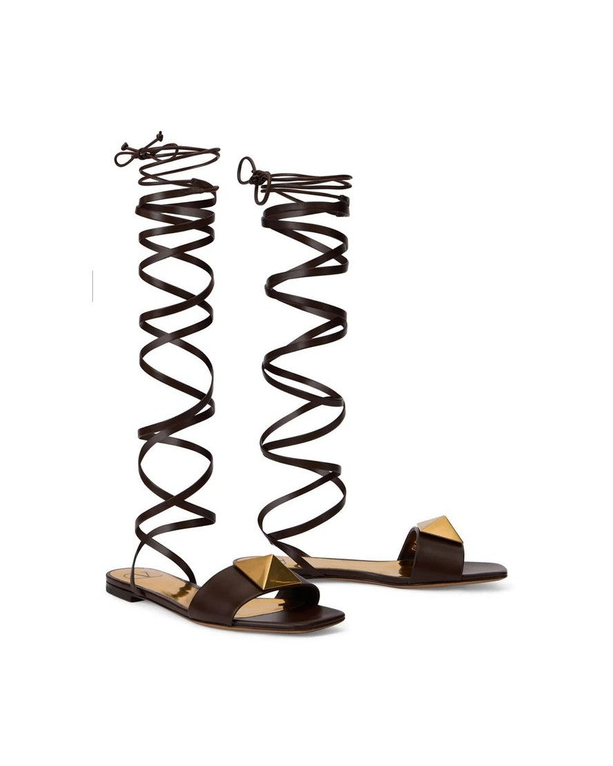 Valentino Garavani Brown Leather Sandals Glam Steals