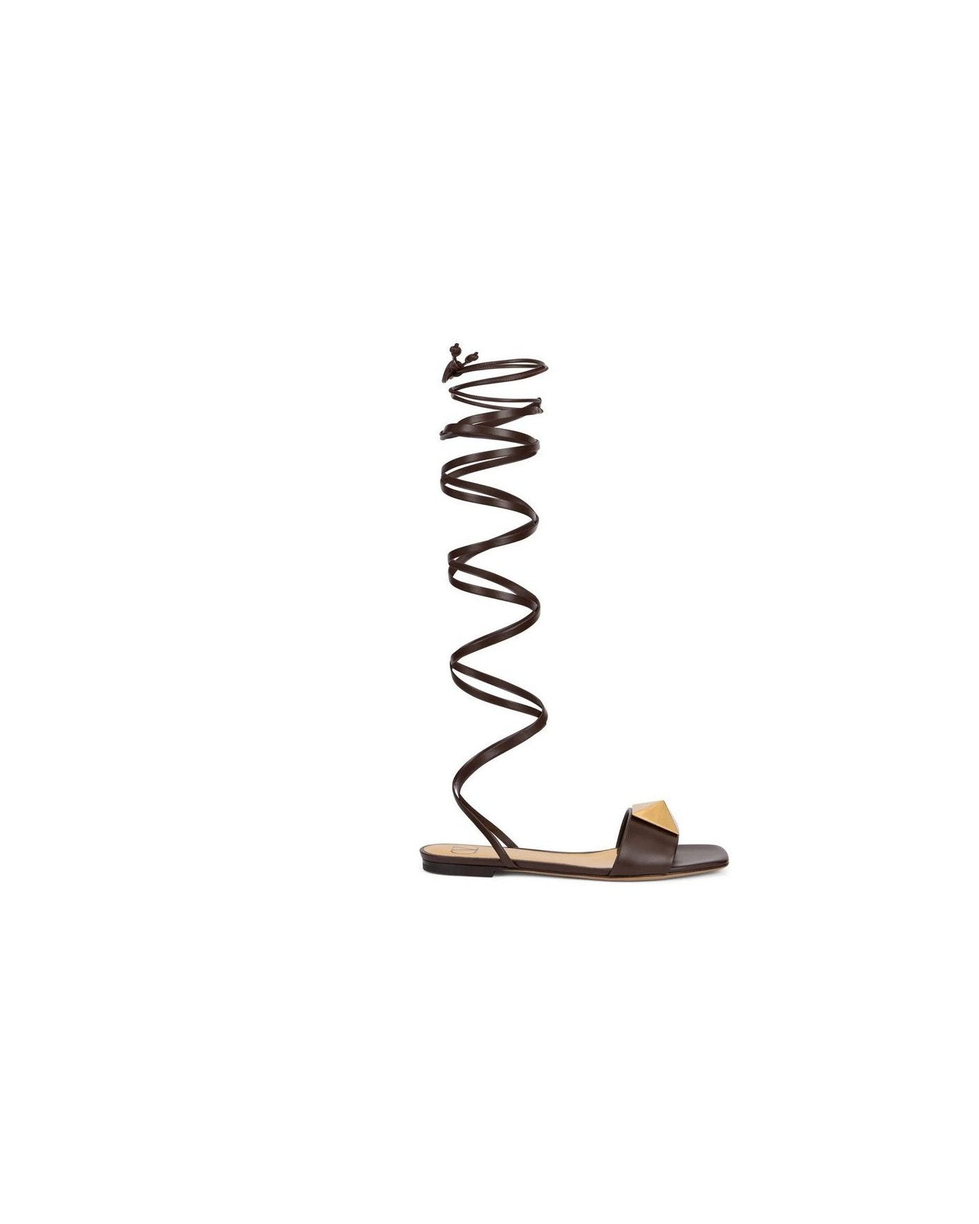 Valentino Garavani Brown Leather Sandals Glam Steals