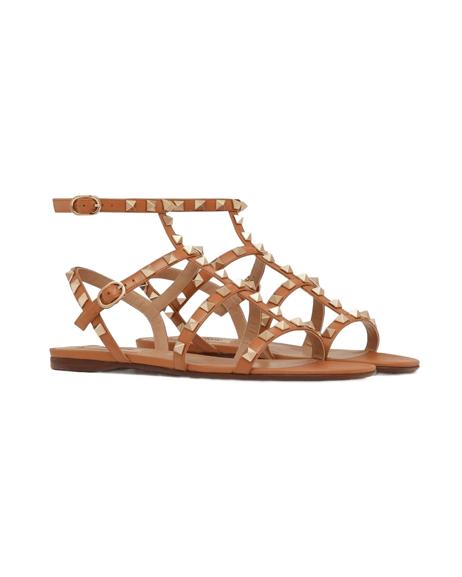 Valentino Garavani Brown Leather Strap Sandals Glam Steals