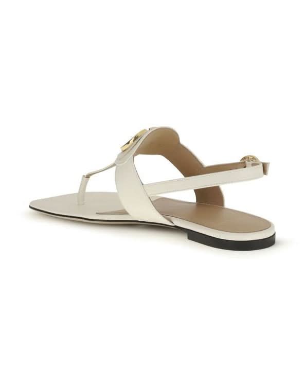 Valentino Garavani Cream Calf Leather Bos Taurus Flat Sandals Flats