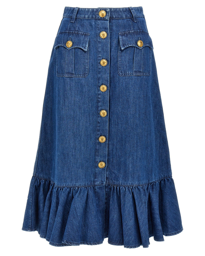 Valentino Garavani Denim Skirt Glam Steals