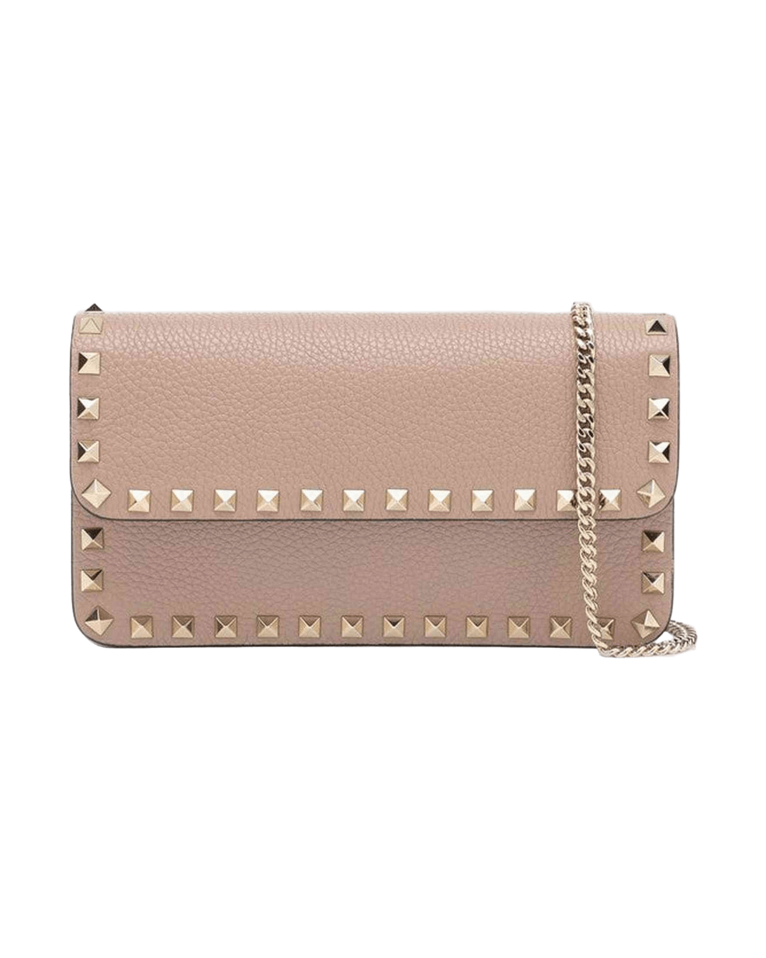 Valentino Garavani Garnet Calfskin Rockstud Chain Wallet Glam Steals