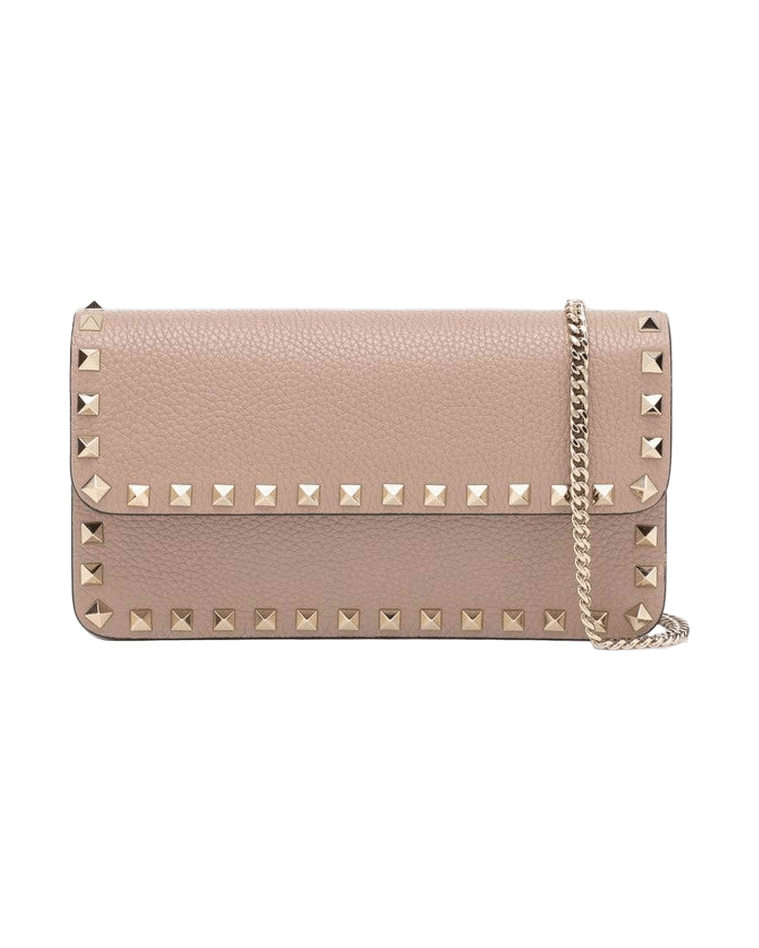 Valentino Garavani Garnet Calfskin Rockstud Chain Wallet Glam Steals