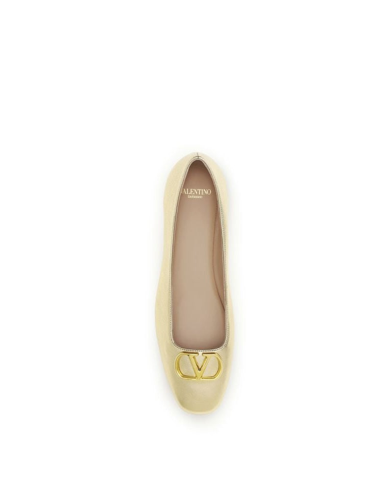 Valentino Garavani Gold Lamb Ovis Aries Ballet Flats Glam Steals
