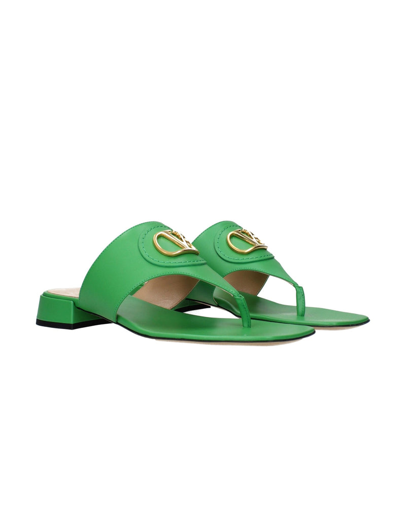 Valentino Garavani Green Leather Flip Flop Glam Steals