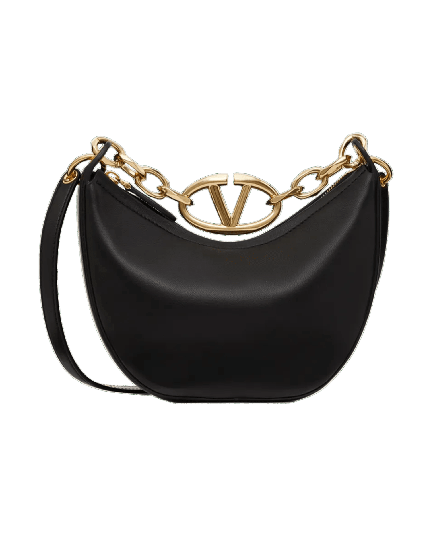 Valentino Garavani Black Leather Mini Hobo Vlogo Shoulder Bag Glam Steals