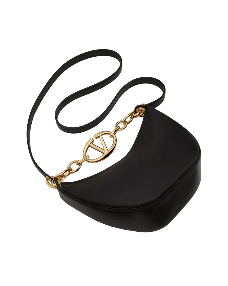 Valentino Garavani Black Leather Mini Hobo Vlogo Shoulder Bag Glam Steals