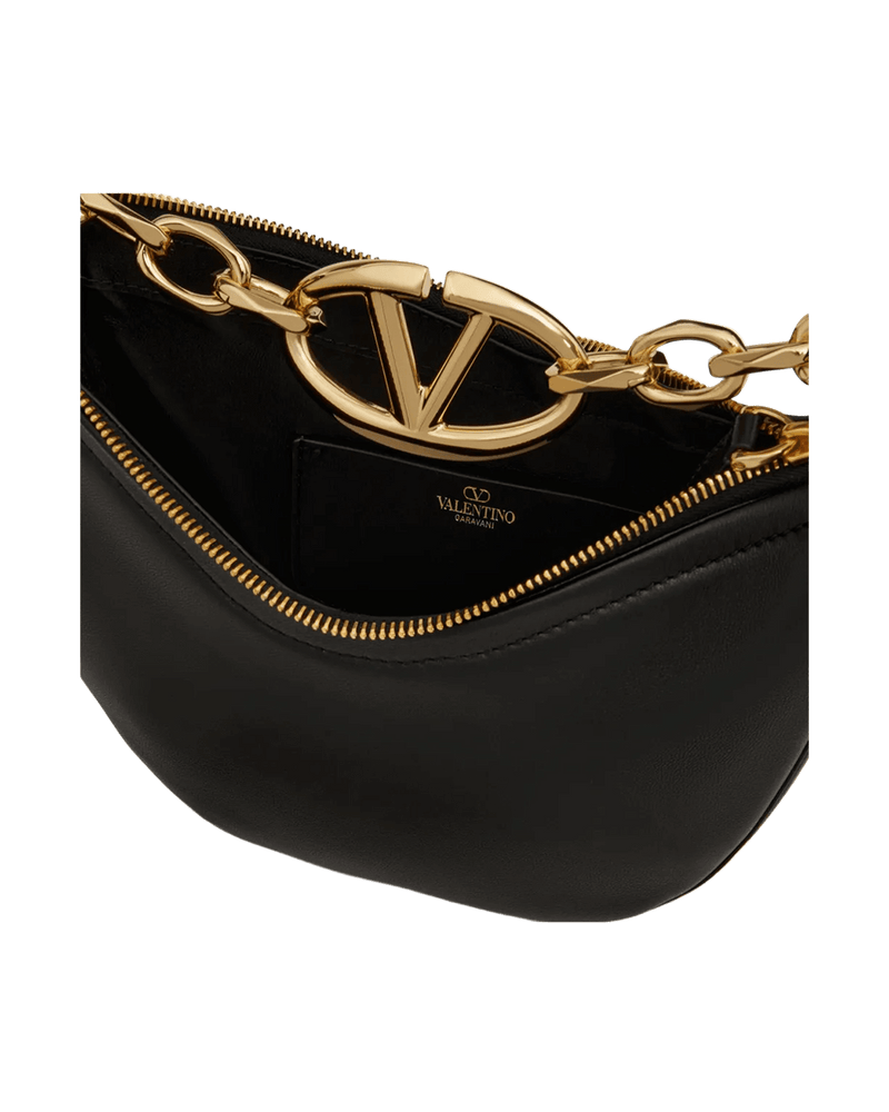 Valentino Garavani Black Leather Mini Hobo Vlogo Shoulder Bag Glam Steals