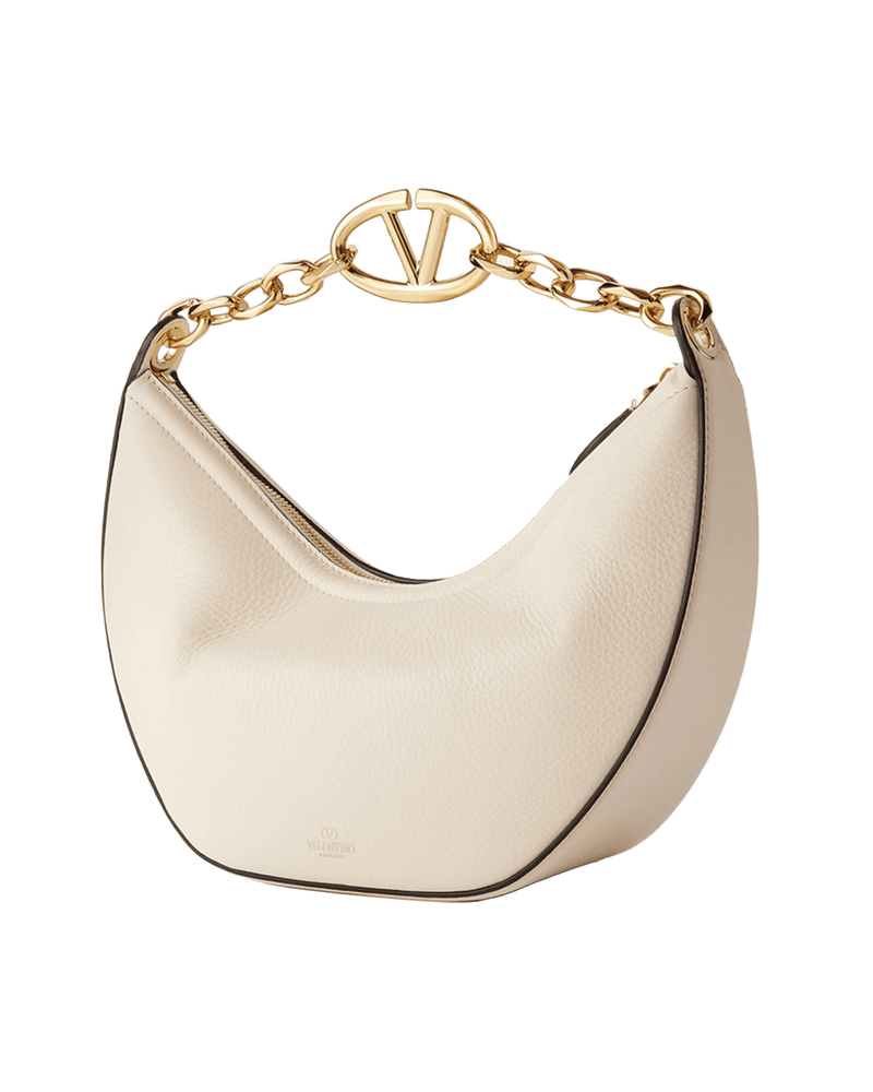 Valentino Garavani Ivory Leather Small Hobo Vlogo Shoulder Bag Glam Steals