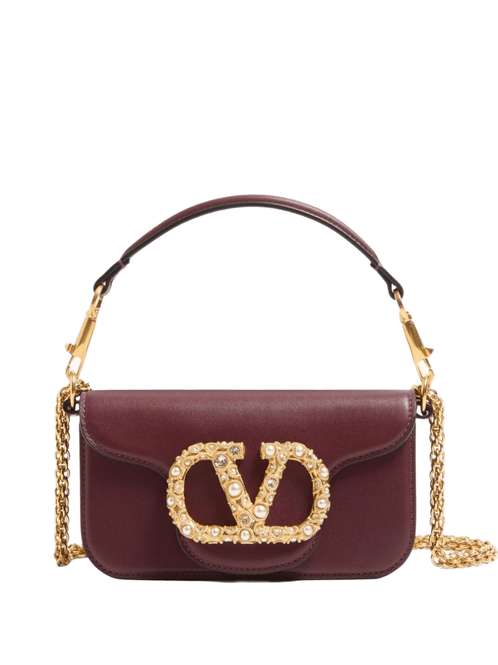 Valentino Garavani Locò Small Shoulder Bag in Calfskin with Jewel Logo Glam Steals