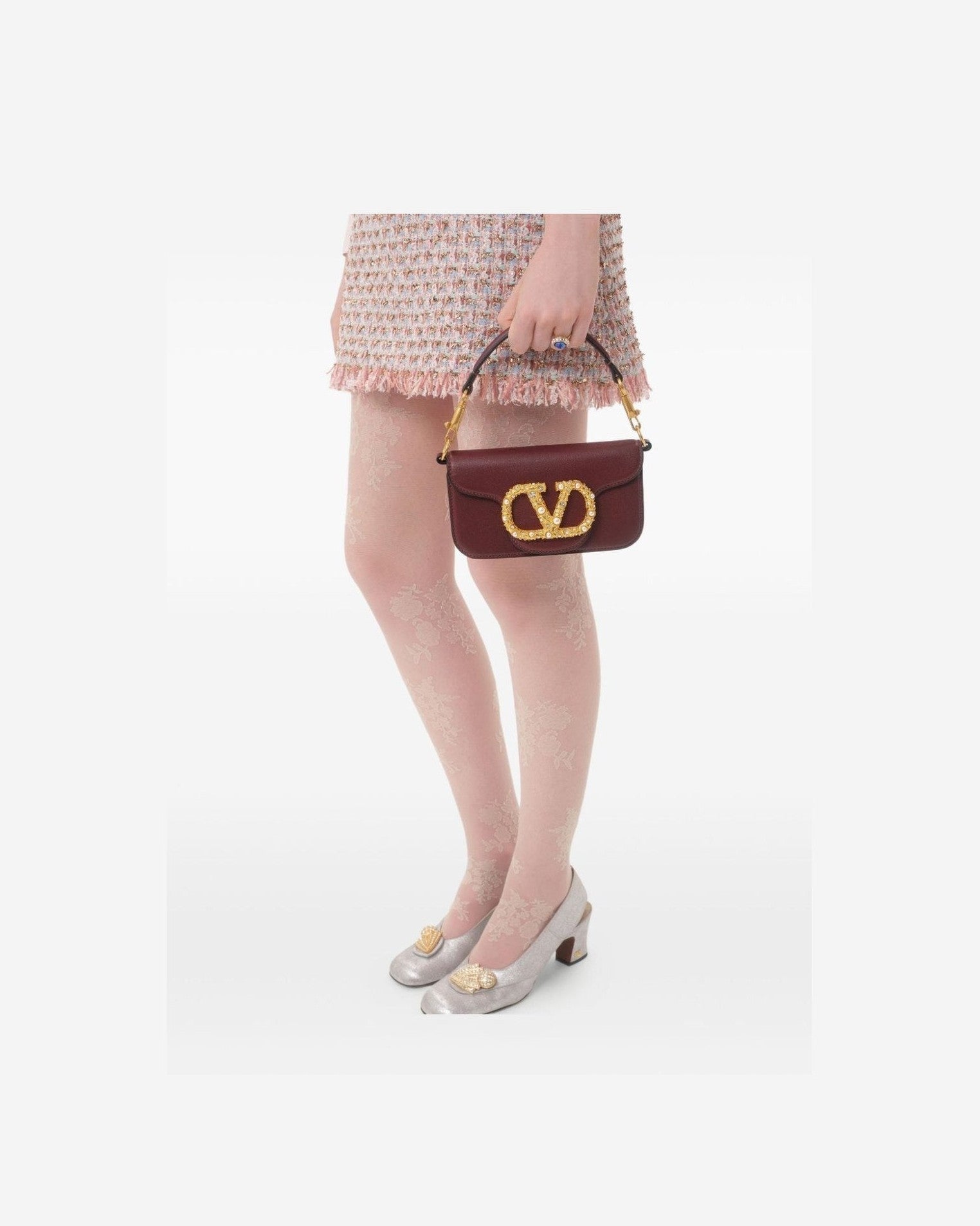Valentino Garavani Locò Small Shoulder Bag in Calfskin with Jewel Logo Glam Steals
