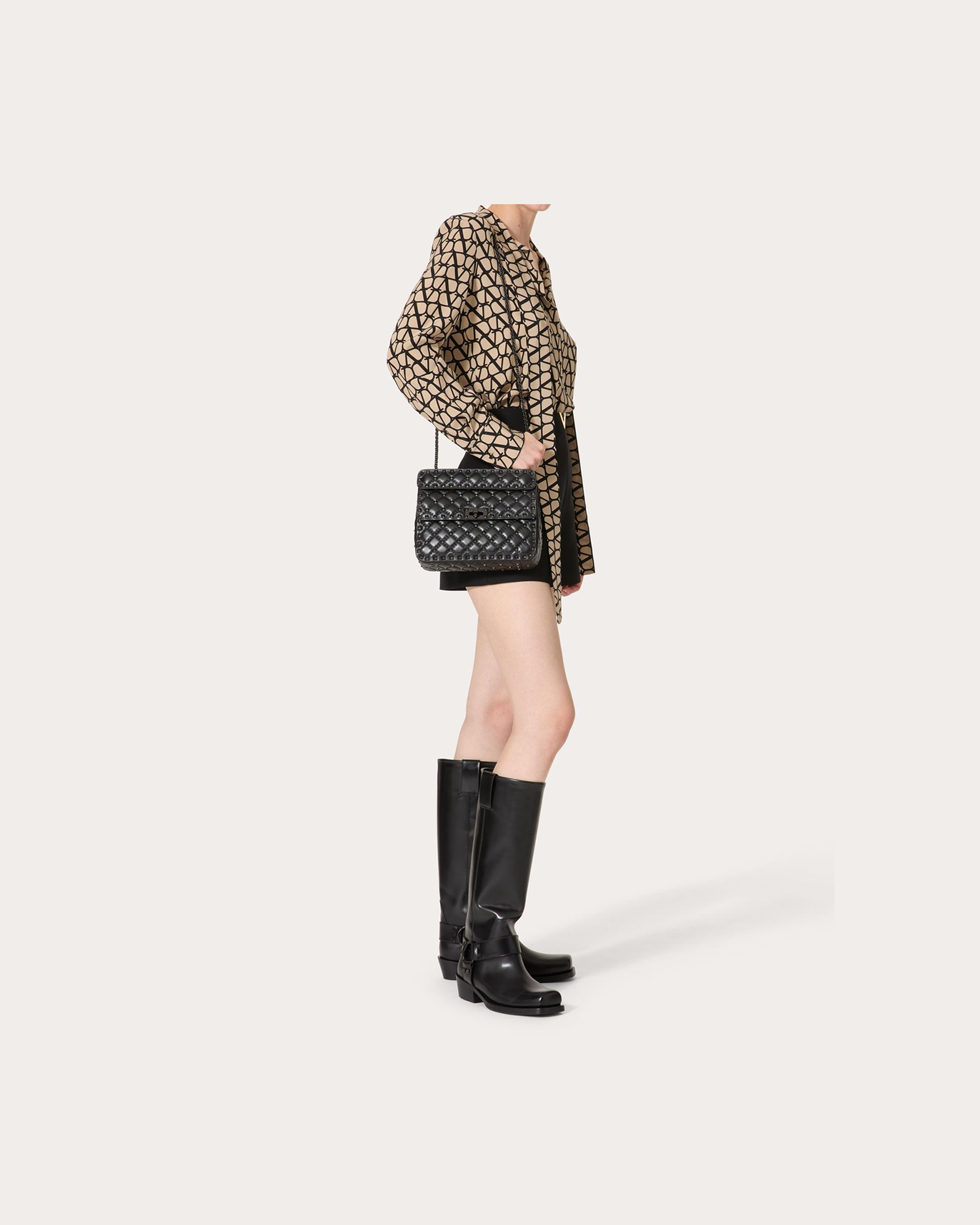 Valentino Garavani Nappa Leather Medium Rockstudt Spike Black Bag Glam Steals