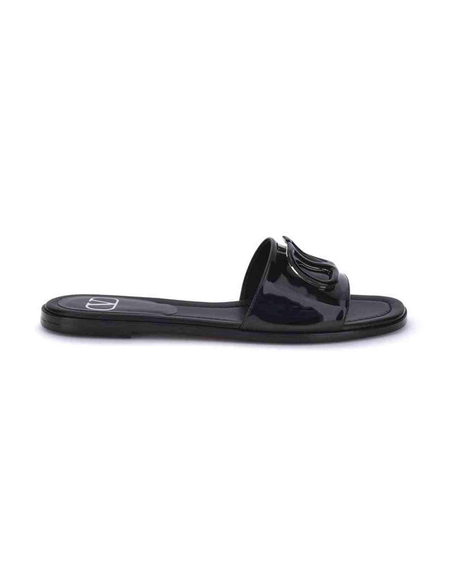 Valentino Garavani Patent Leathe Vlogo Slide Sandals Glam Steals