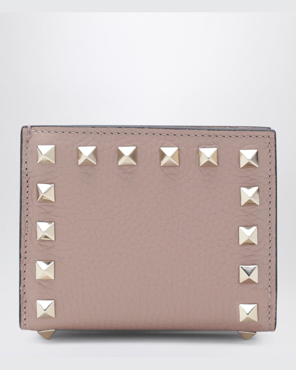 Valentino Garavani Pink Leather Rockstud Blush Grained Wallet Glam Steals