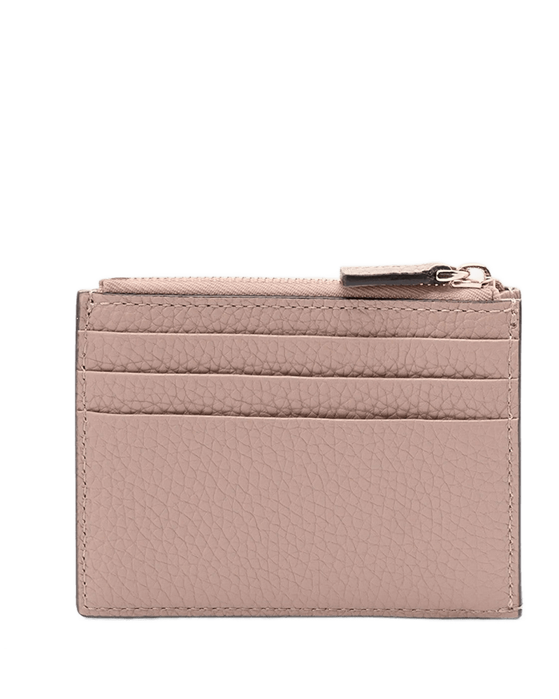 Valentino Garavani Pink Leather Rockstud Zipped Card Holder in Powder Glam Steals