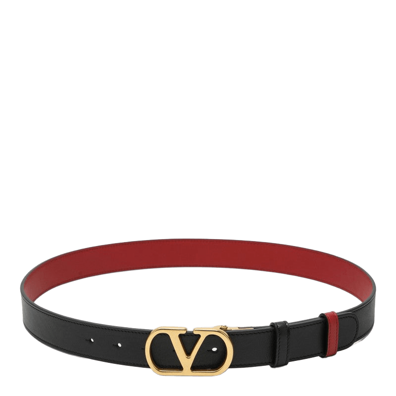 Valentino Garavani Reversible Vlogo Signature Belt in Black Glam Steals