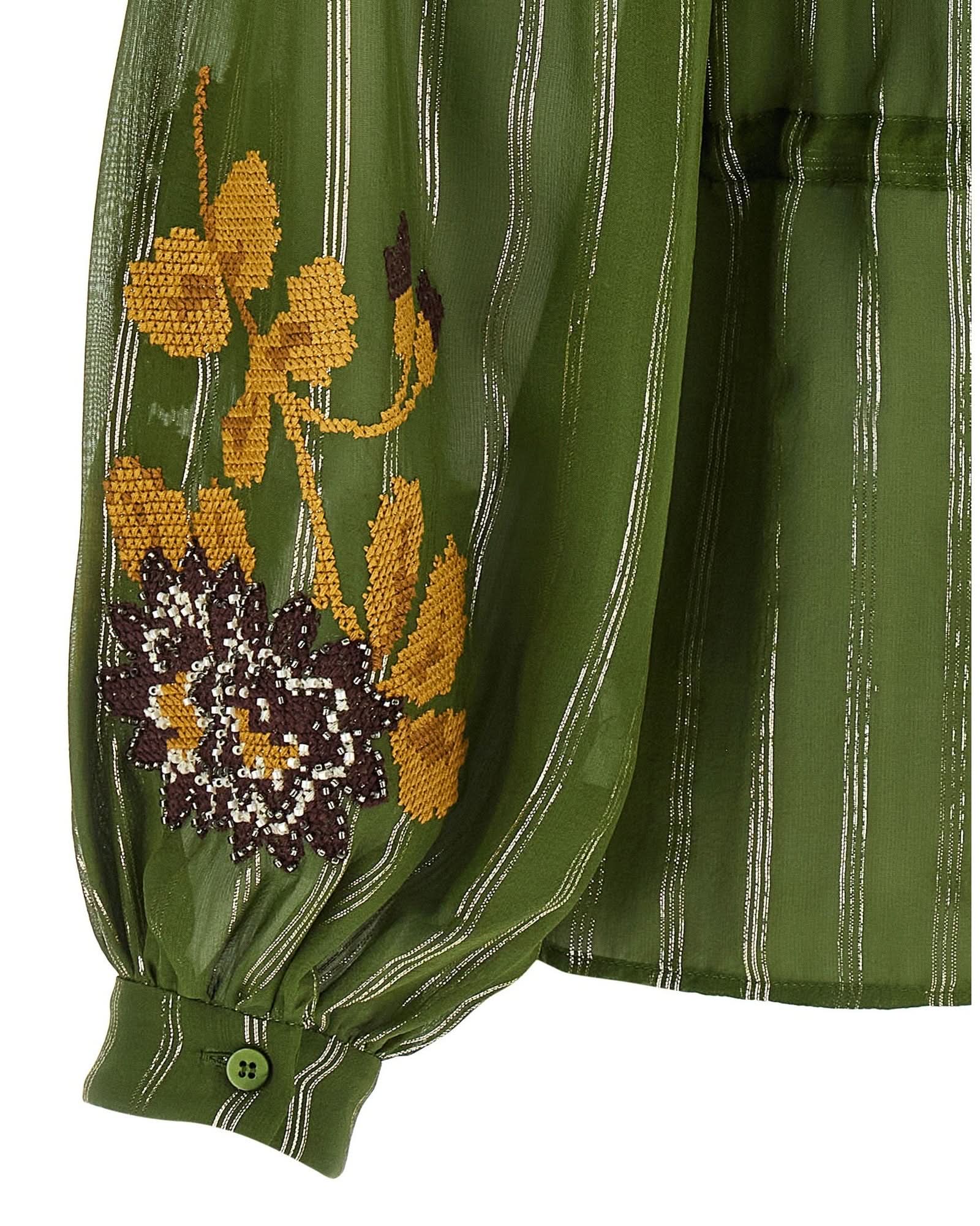 Valentino Garavani Silk Embroidered Lurex Shirt Glam Steals
