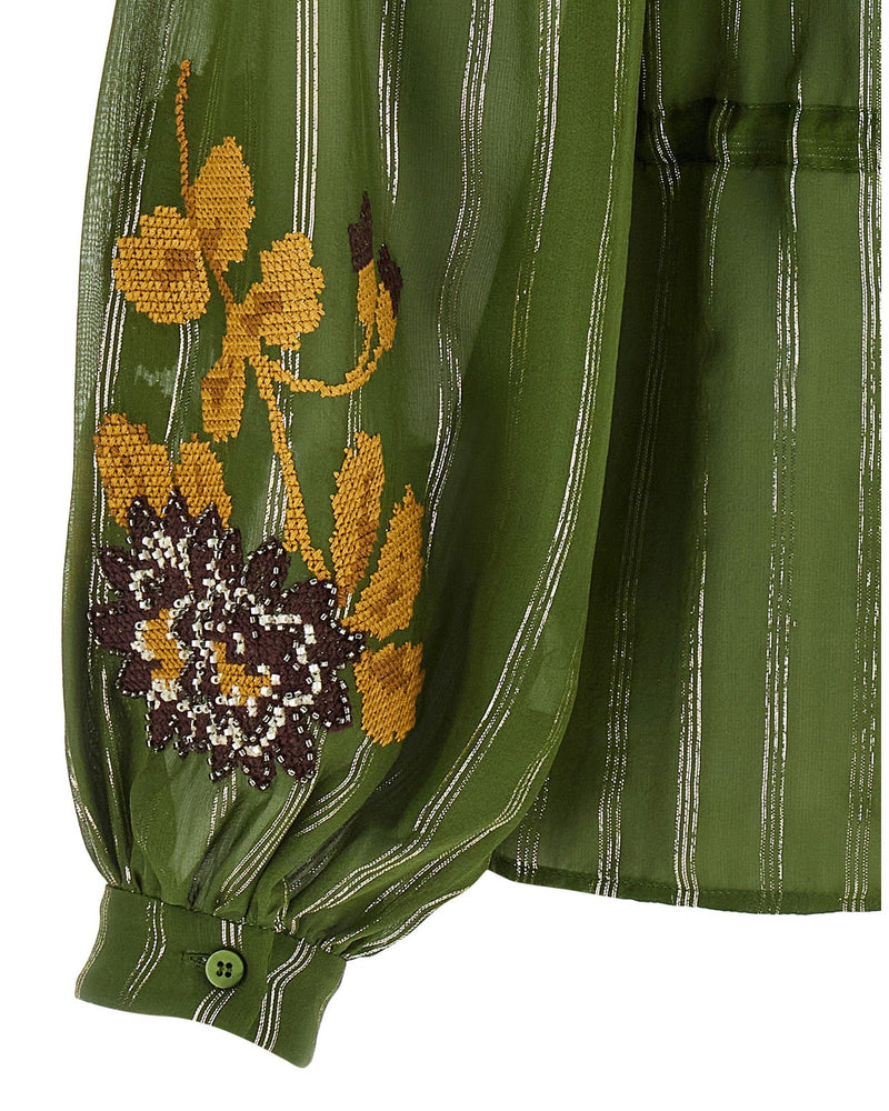 Valentino Garavani Silk Embroidered Lurex Shirt Glam Steals