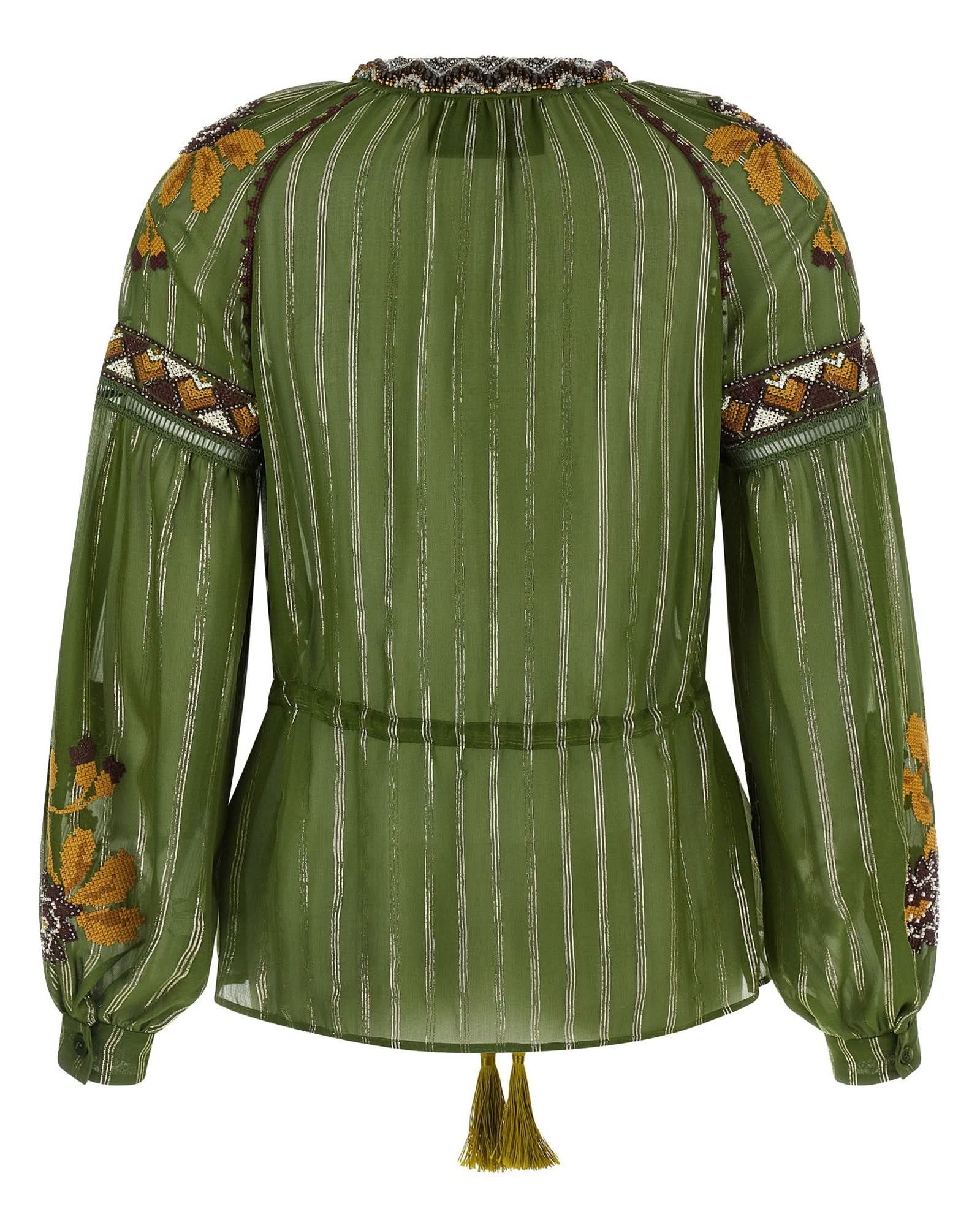 Valentino Garavani Silk Embroidered Lurex Shirt Glam Steals