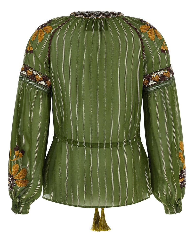 Valentino Garavani Silk Embroidered Lurex Shirt Glam Steals