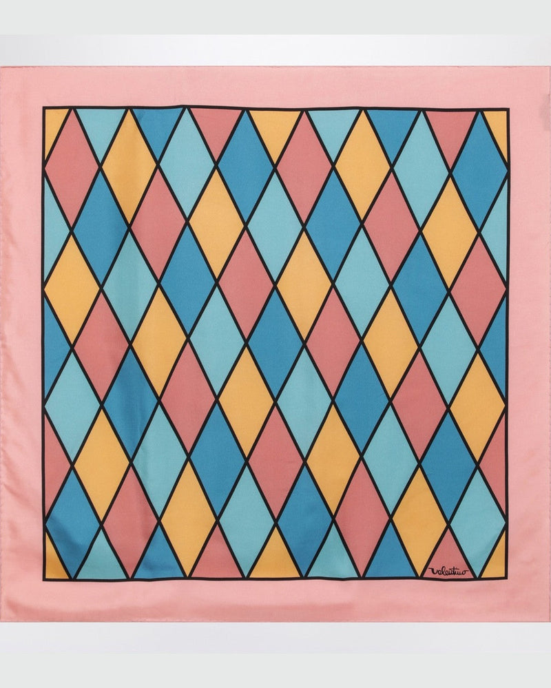 Valentino Garavani Silk Scarf with Colorful Diamond Pattern Glam Steals