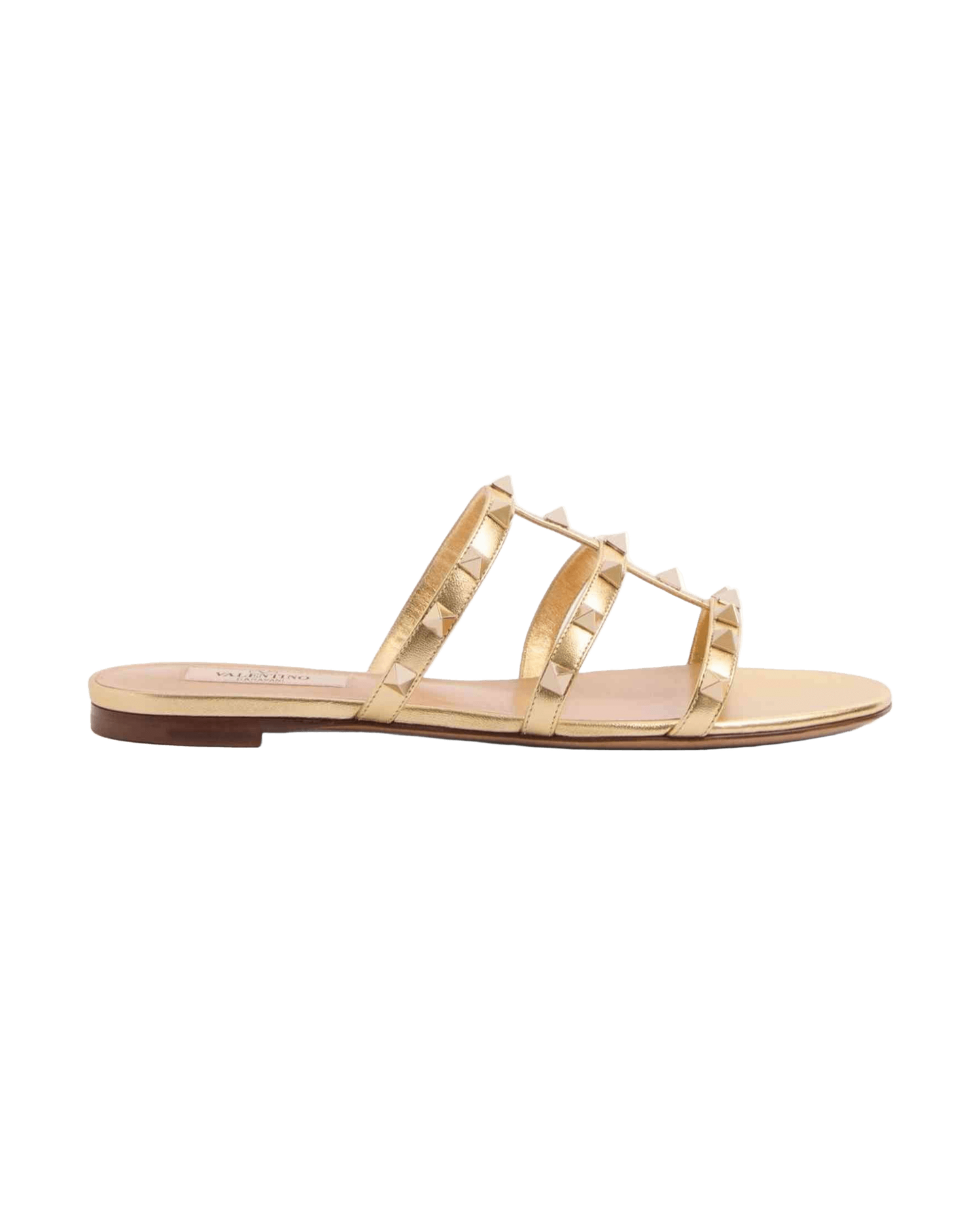 Valentino Garavani Slide Rockstud Sandals in Laminated Nappa Glam Steals