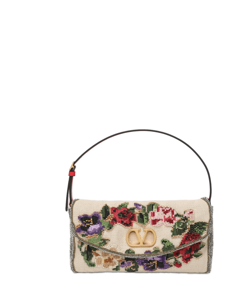 Valentino Garavani Small Shoulder Bag Vain Soft with Embroidery Glam Steals