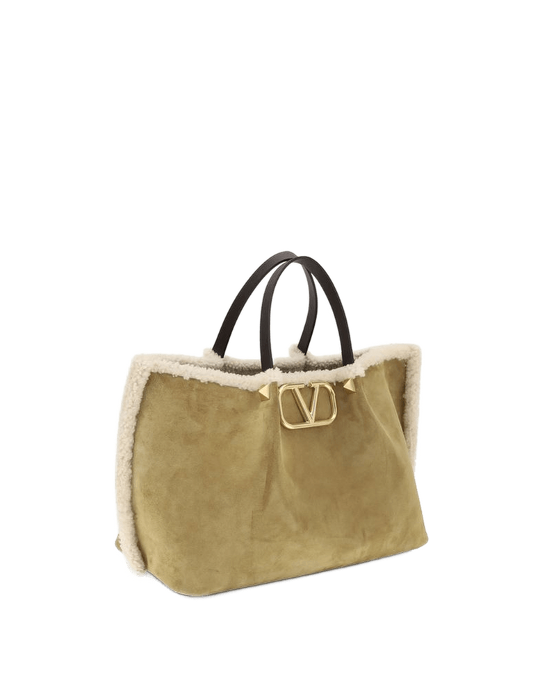 Valentino Garavani Suede and sheepskin medium Tote Bag Glam Steals