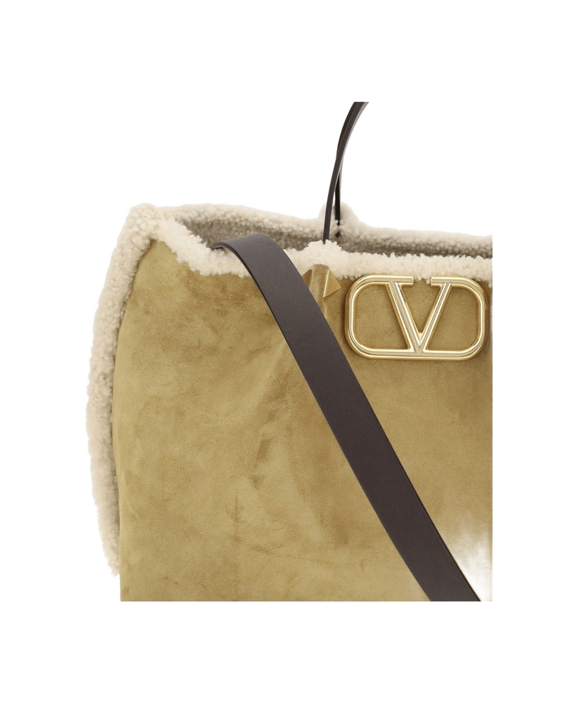 Valentino Garavani Suede and sheepskin medium Tote Bag Glam Steals