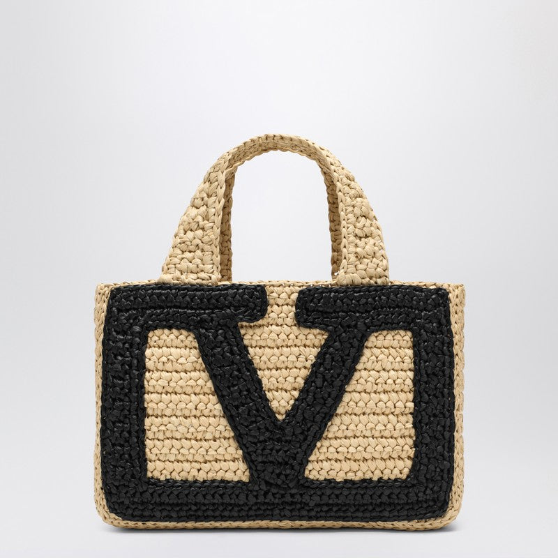 Valentino Garavani Viva Superstar Crochet Small Natural/black Bag Glam Steals