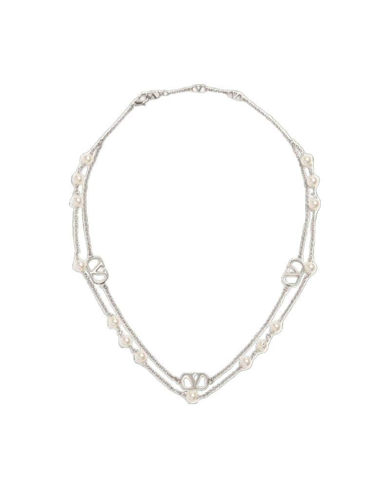 Valentino Garavani Vlogo Signature Metal Necklace With Swarovski Pearls Glam Steals