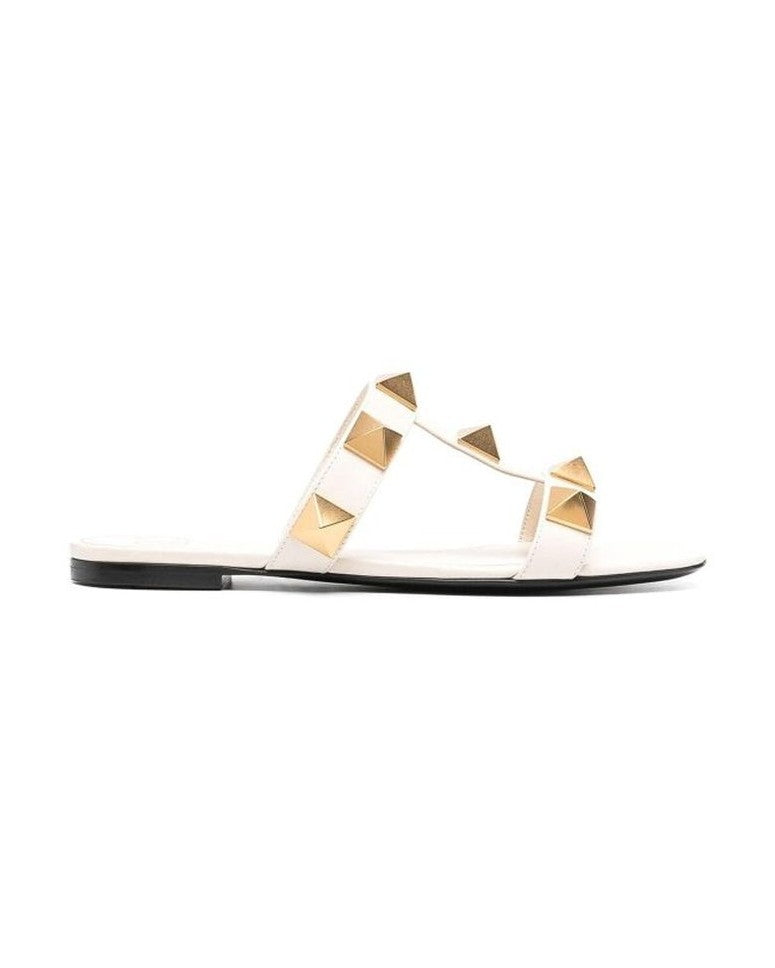 Valentino Garavani White Calfskin Flat Sandals Glam Steals