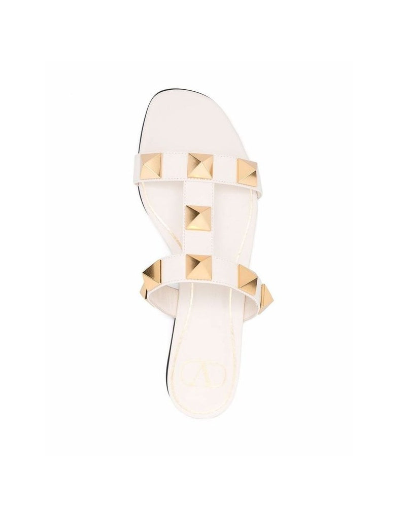 Valentino Garavani White Calfskin Flat Sandals Glam Steals