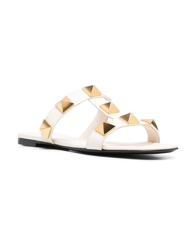 Valentino Garavani White Calfskin Flat Sandals Glam Steals