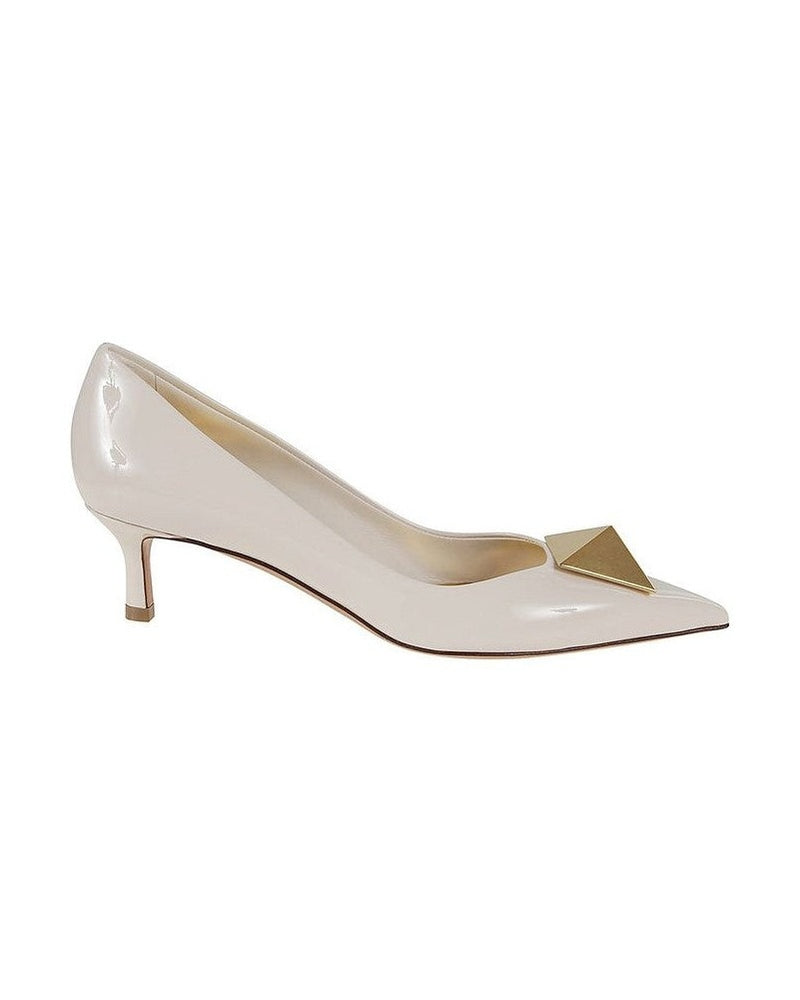 Valentino Garavani White Leather Mid Heel Pumps Glam Steals