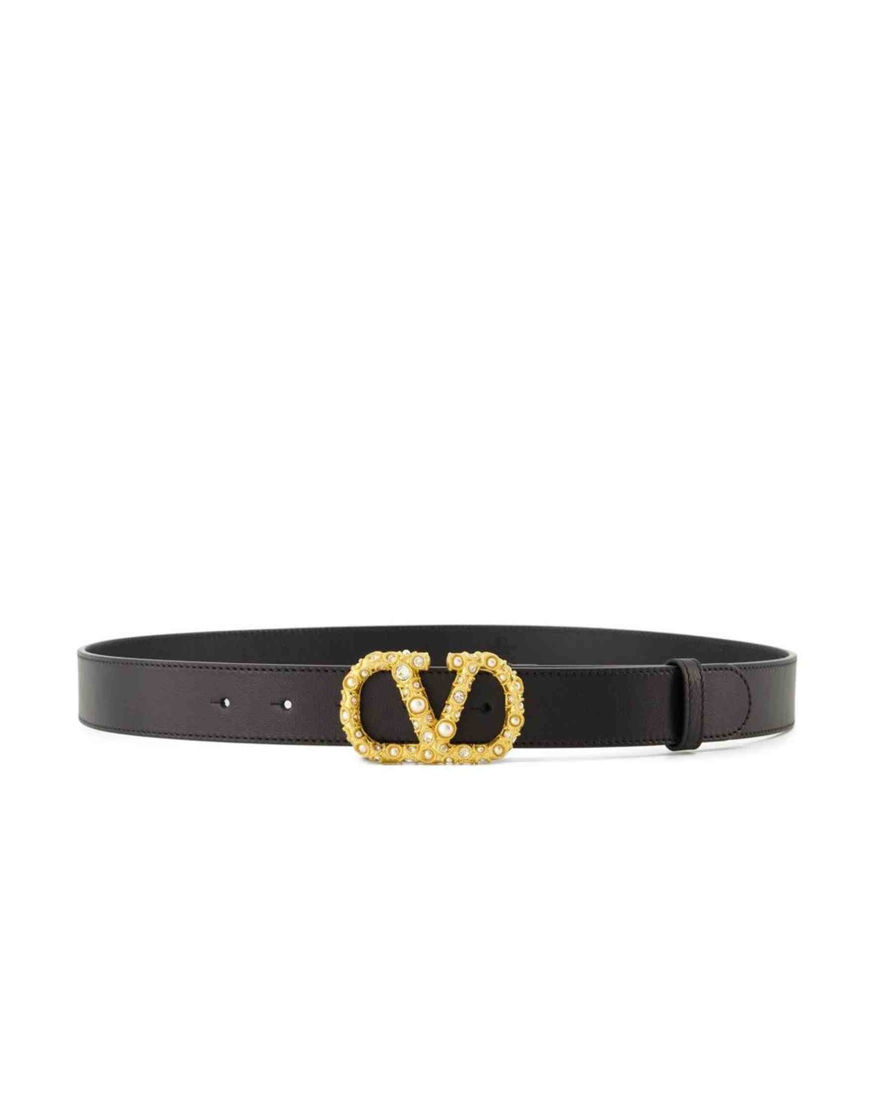 Valentino Leather Garavani Crystal Embellishment Vlogo Signature Belt Glam Steals