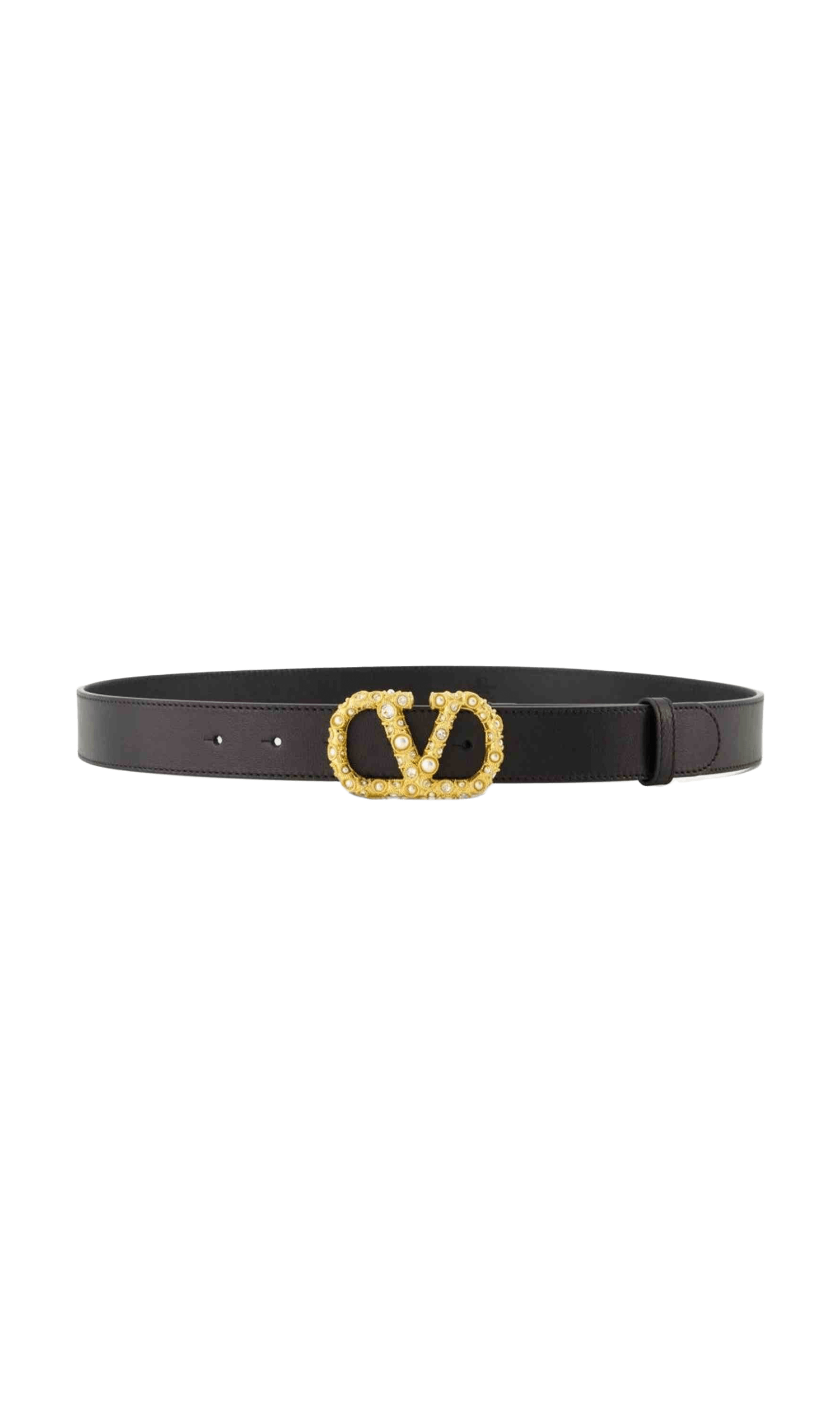 Valentino Leather Garavani Crystal Embellishment Vlogo Signature Belt Glam Steals