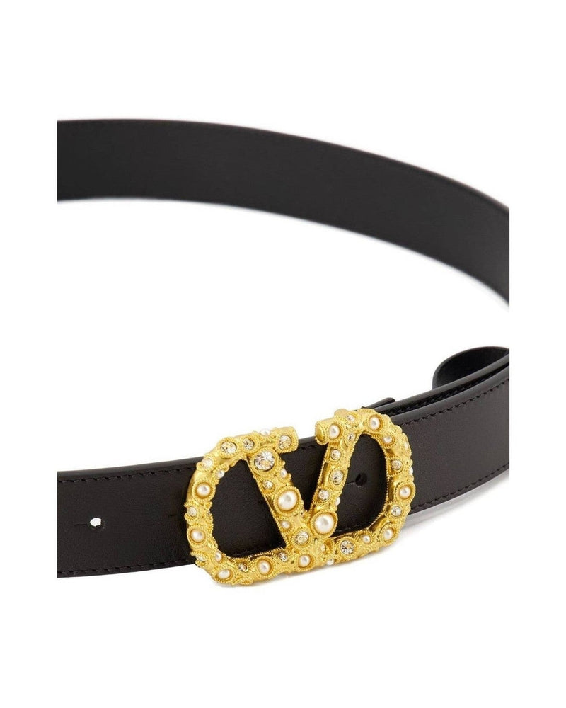 Valentino Leather Garavani Crystal Embellishment Vlogo Signature Belt Glam Steals