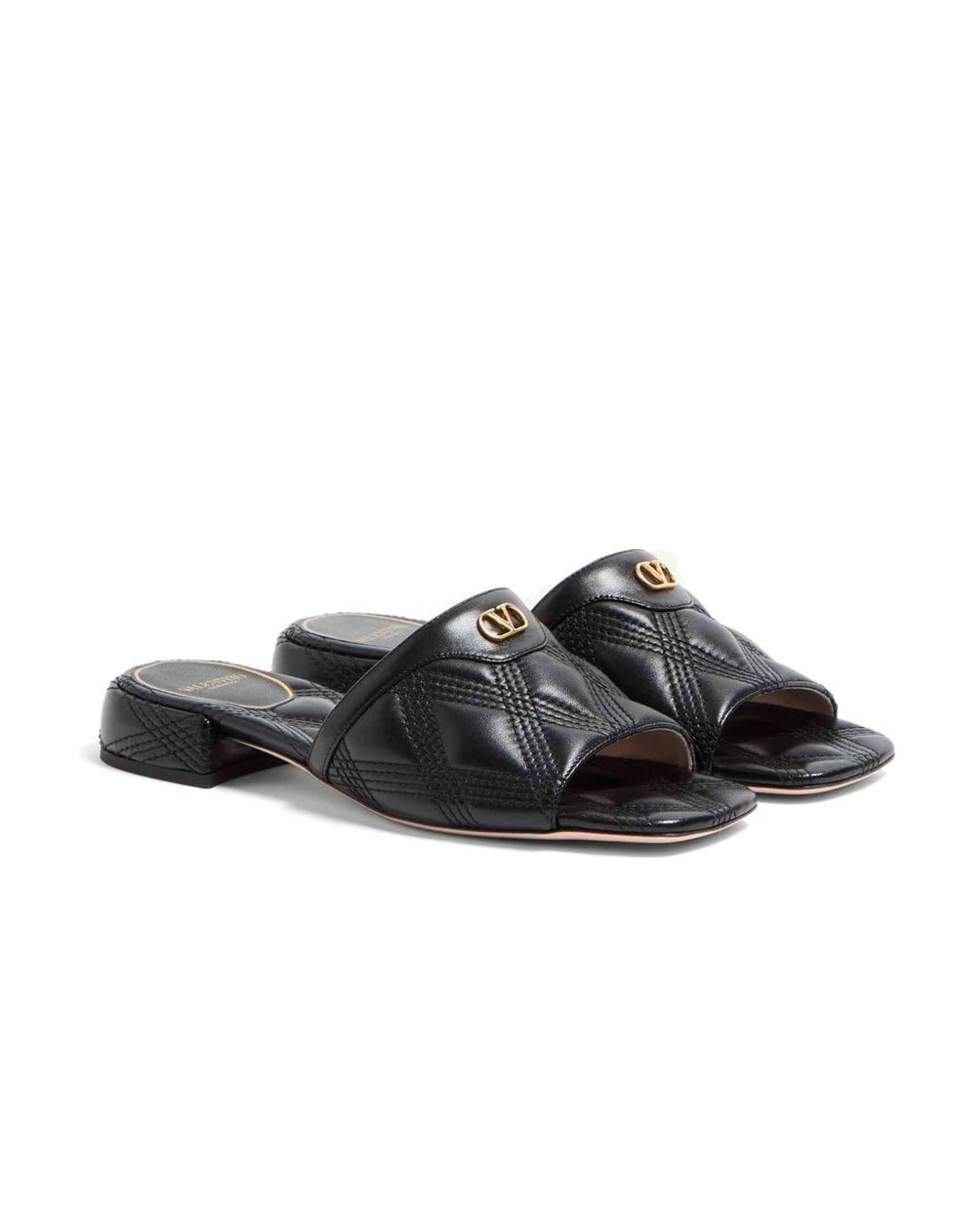 Valentino Leather Garavani Quiltie 67 Slide Sandals in 60mm Quilted Nappa Glam Steals