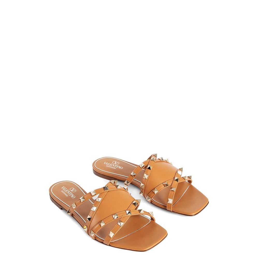 Valentino Leather Garavani Rockstud Flat Sandals Glam Steals